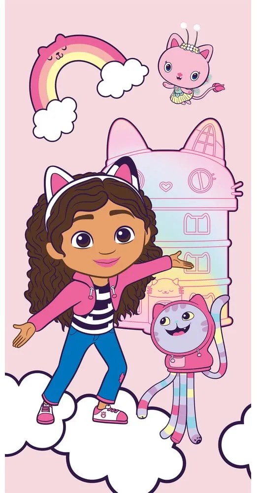 Różowy bawełniany ręcznik dziecięcy 70x140 cm Gabby´s Dollhouse – Jerry Fabrics