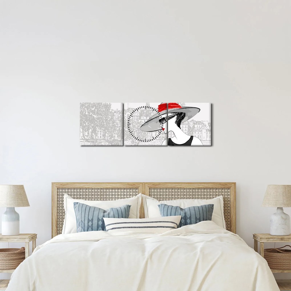 Obraz  - Dama w mieście (z zegarem) (90x30 cm)
