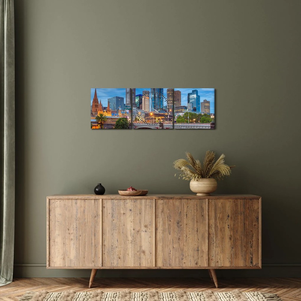 Obraz miasta Melbourne (z zegarem) (90x30 cm)