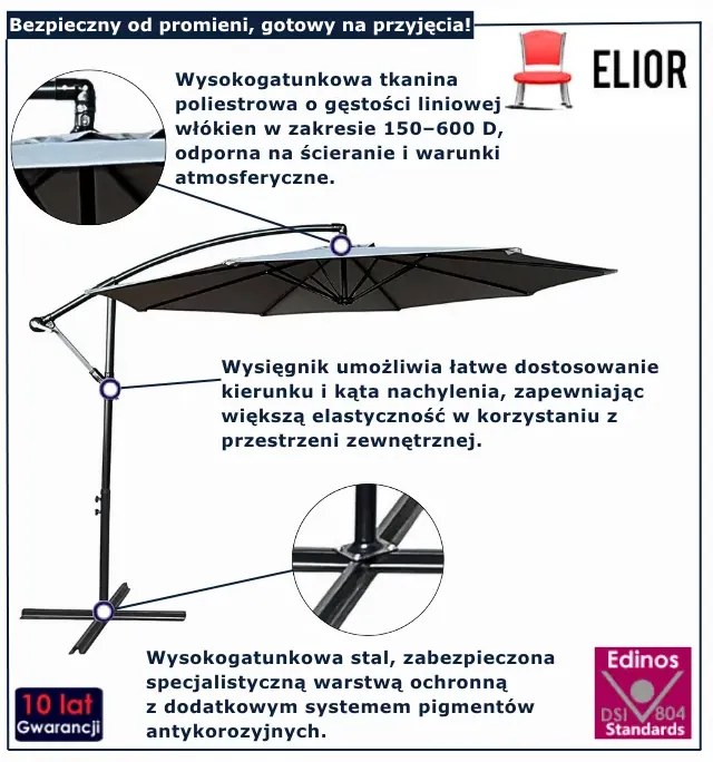 Szary okrągły parasol na taras F3-W16
