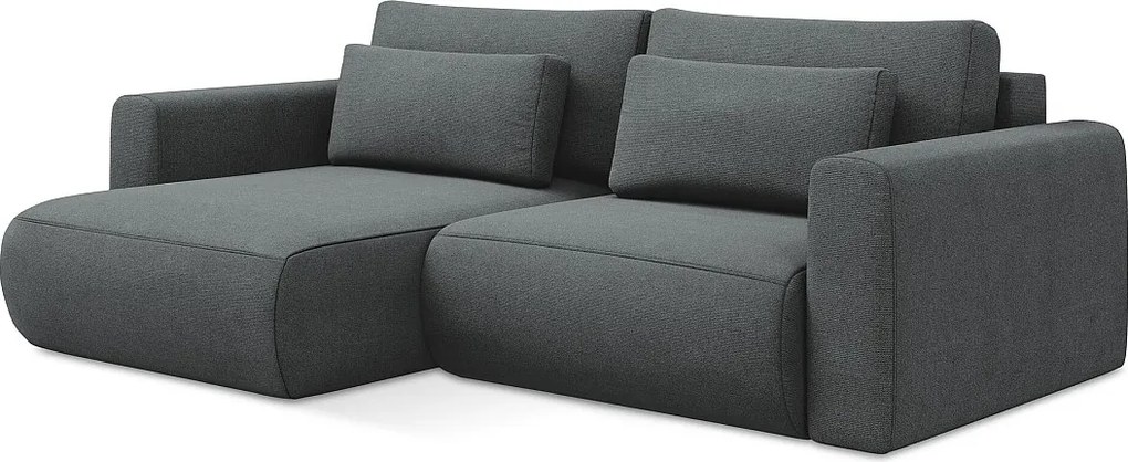 Narożnik lewostronny z funkcją spania - z tkaniny strukturalnej - szary - KAPUA