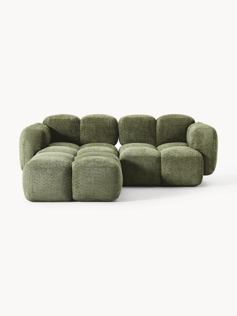 Sofa modułowa Teddy-Bouclé z pufem Tayla (3-osobowa)