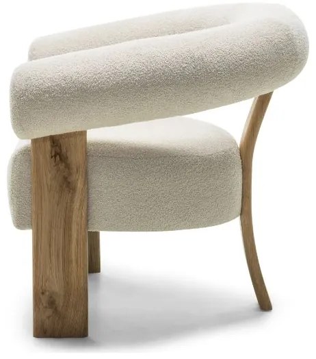 Kremowy designerski fotel KOKEI, dąb