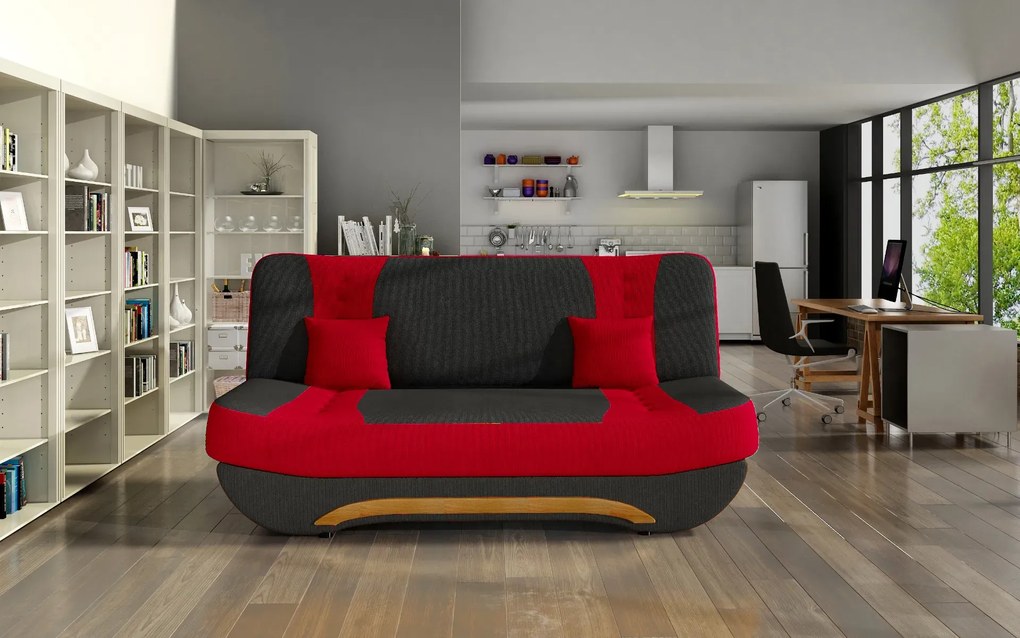 Sofa rozkładana z funkcją spania EWA II czarna/czerwona ELTAP