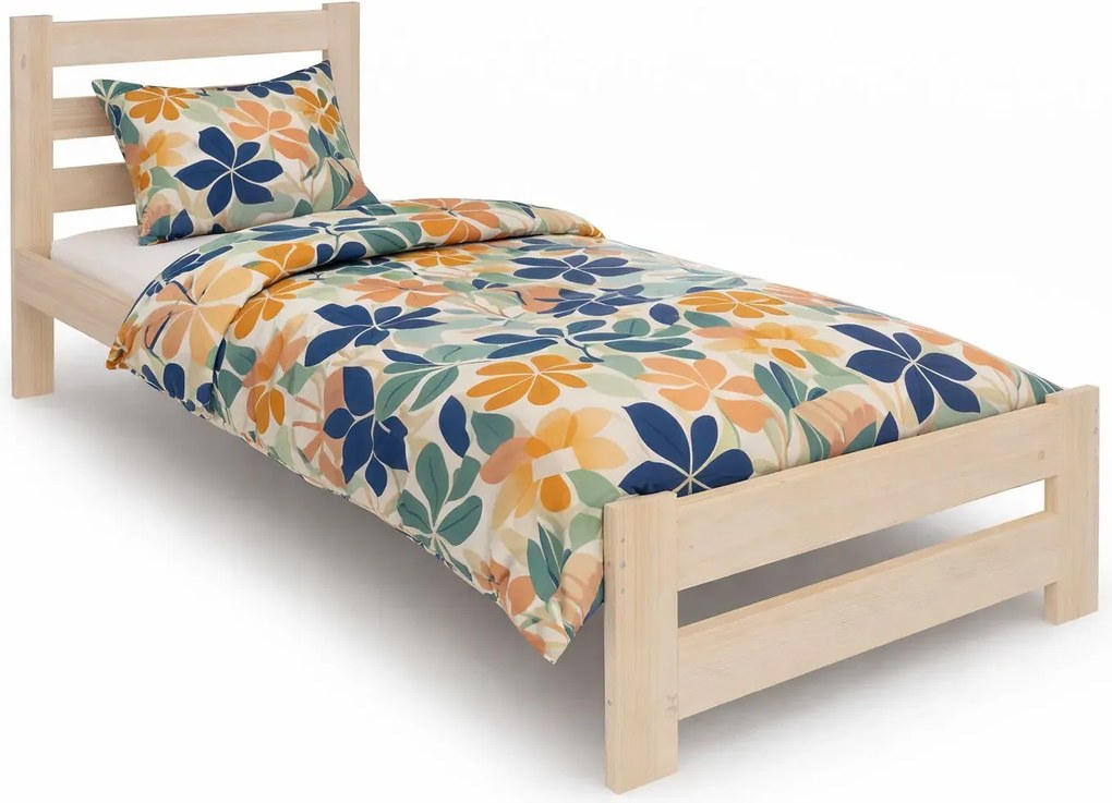 Drewniane jednoosobowe łóżko skandynawskie 90x200 S5-E62