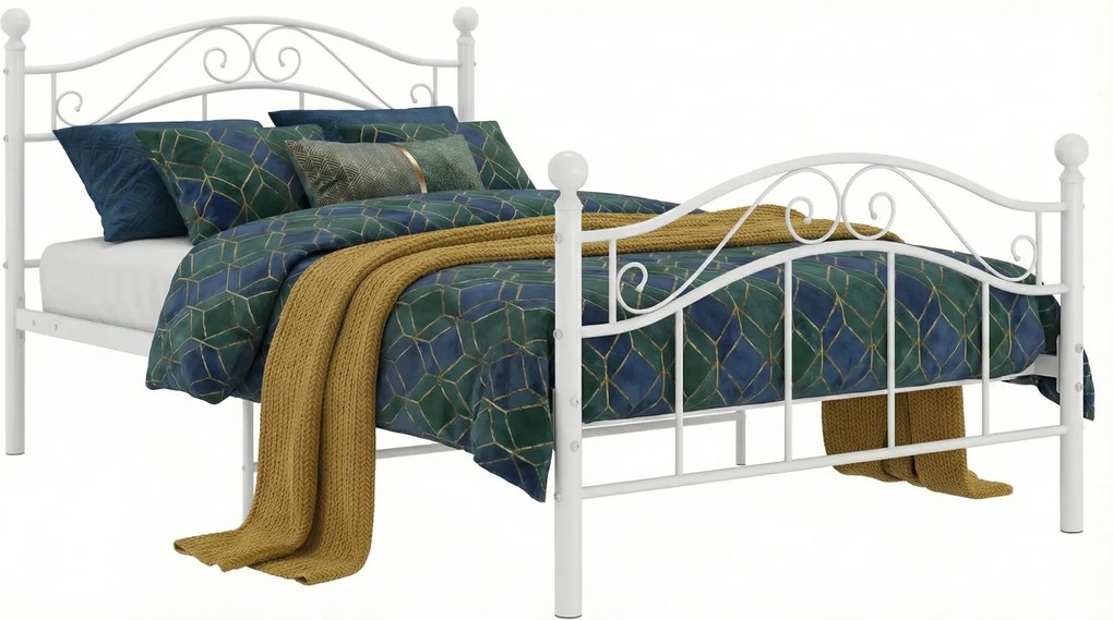 Łóżko metalowe białe w stylu industrialnym 90x200 cm B7-A66