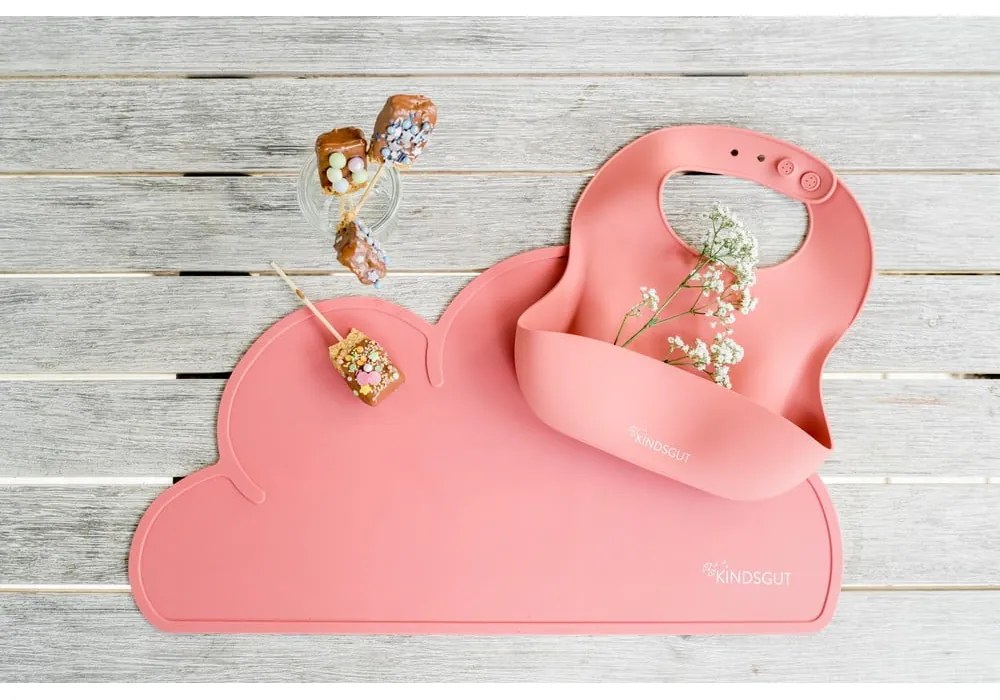 Ciemnoróżowa silikonowa mata stołowa Kindsgut Cloud, 49x27 cm