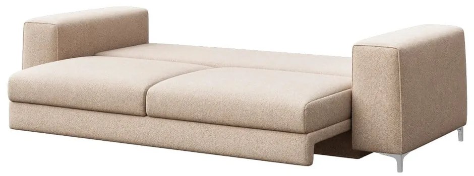 Beżowa rozkładana sofa z materiału bouclé 256 cm Rene – Rodier