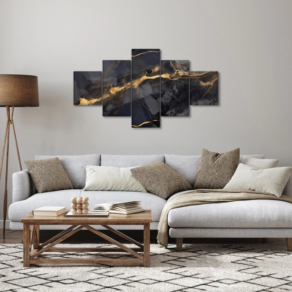 Obraz - Czarny - złoty dekor (125x70 cm)