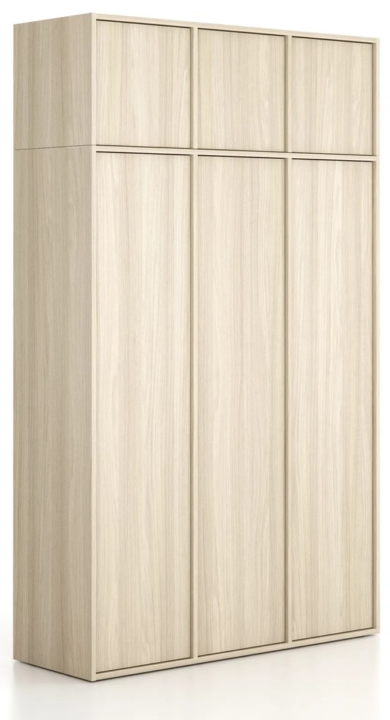 Nadstawka do szaf FRAME, 3x drzwi, 1299 x 450 x 427 mm, PUSH-lock, dąb naturalny
