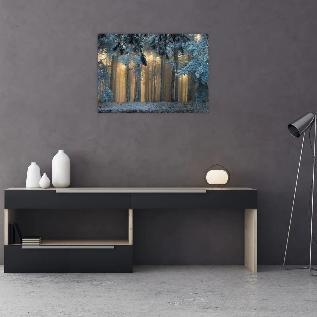 Obraz zaśnieżonego lasu (70x50 cm)