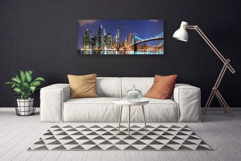 Obraz canvas na ścianę Wieczorne Światła nad Mostem
