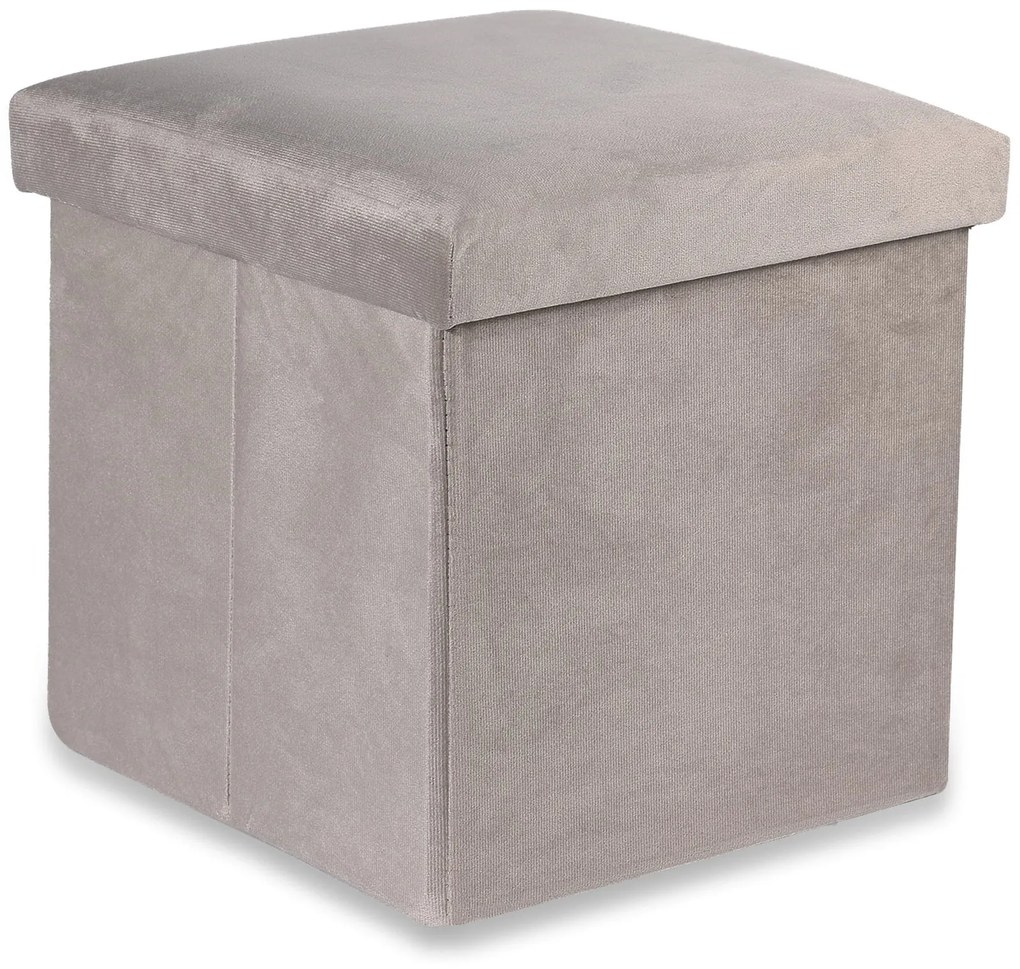 Beżowa składana pufa CUBEXO VELVET M