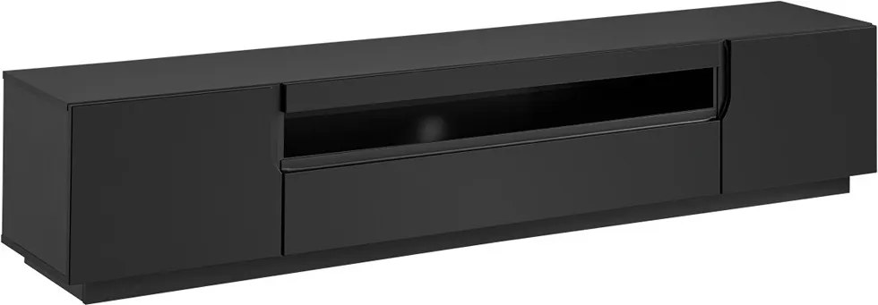 Szafka RTV Loftia 200 cm dwudrzwiowa z wnęką - czarny / czarny mat