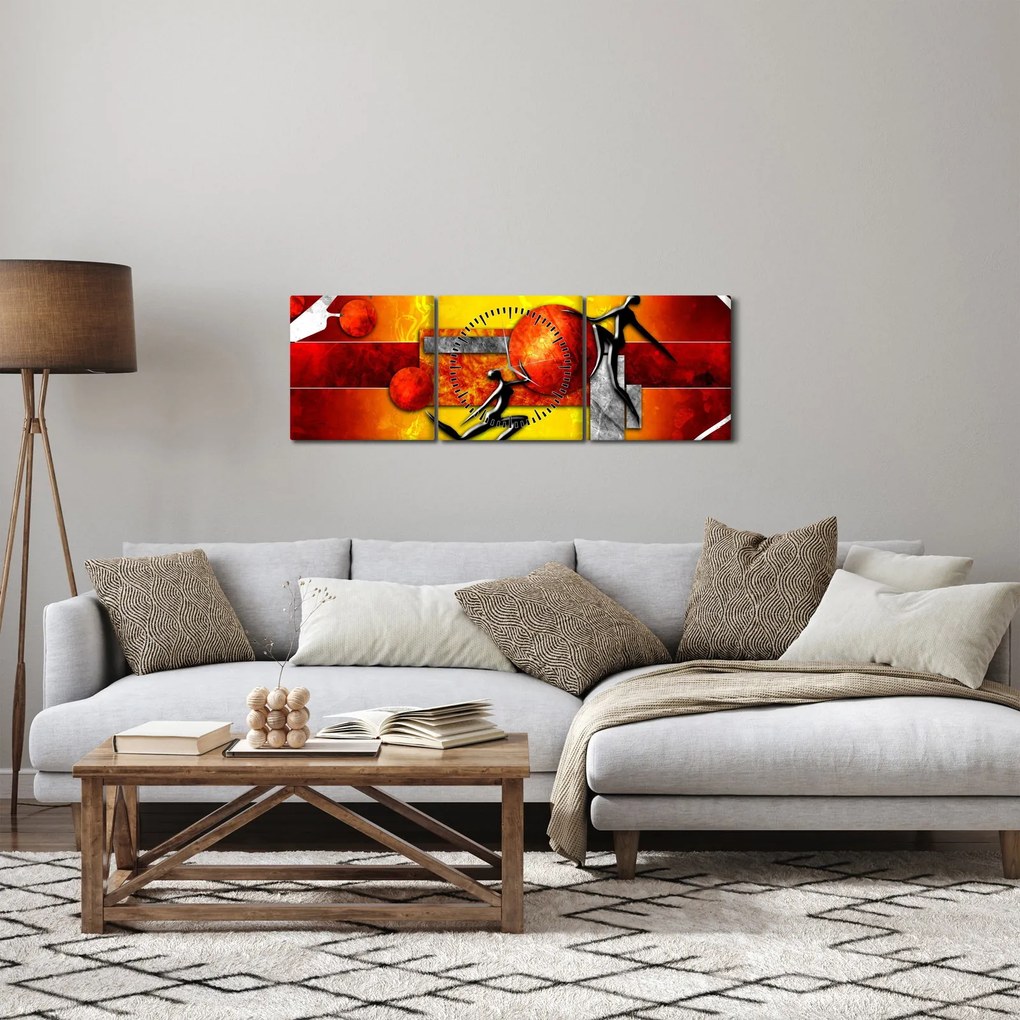 Obraz - Malarstwo ludzkości (z zegarem) (90x30 cm)