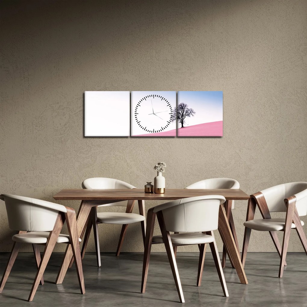 Obraz - Różowy sen (z zegarem) (90x30 cm)