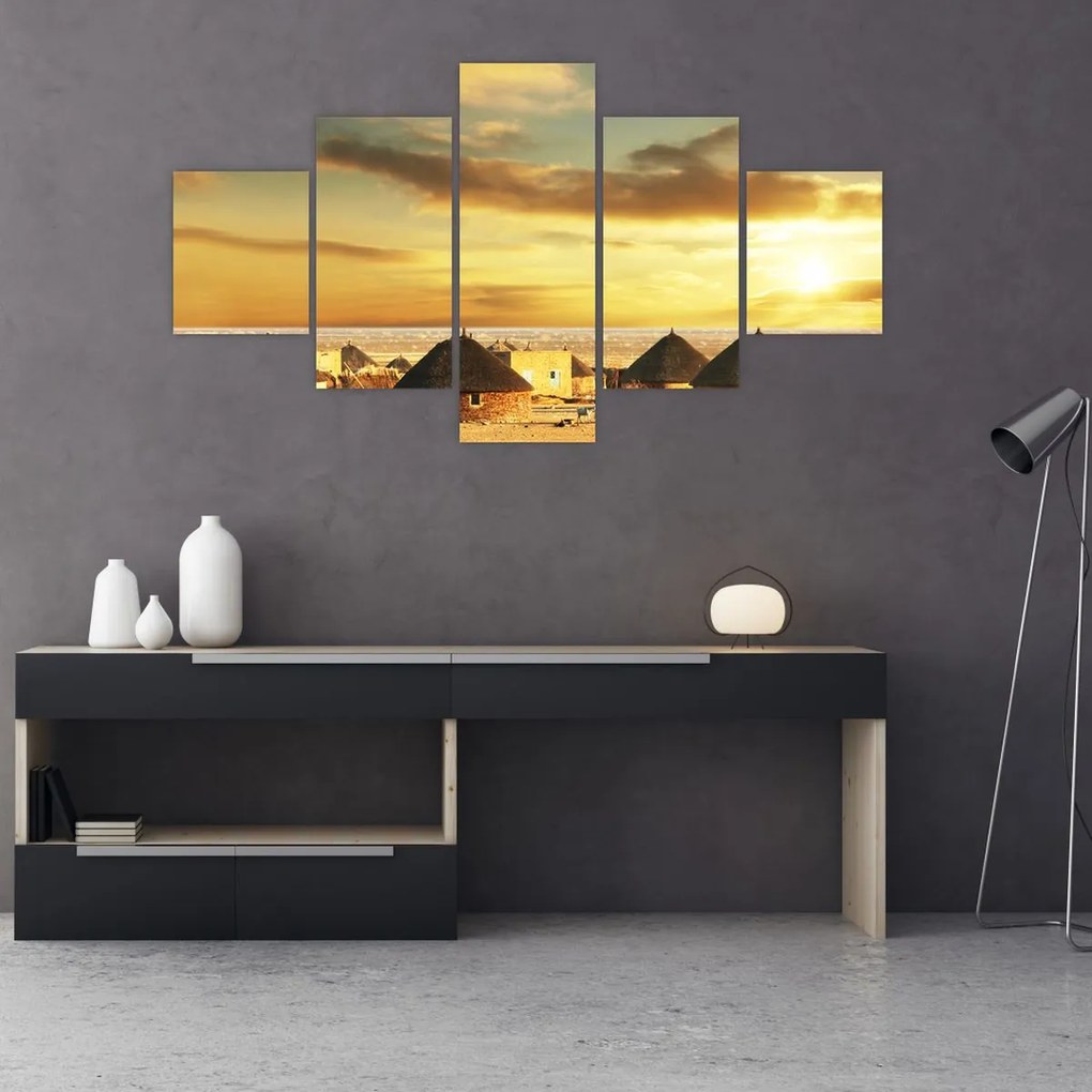 Obraz - Chaty na pustyni (125x70 cm)
