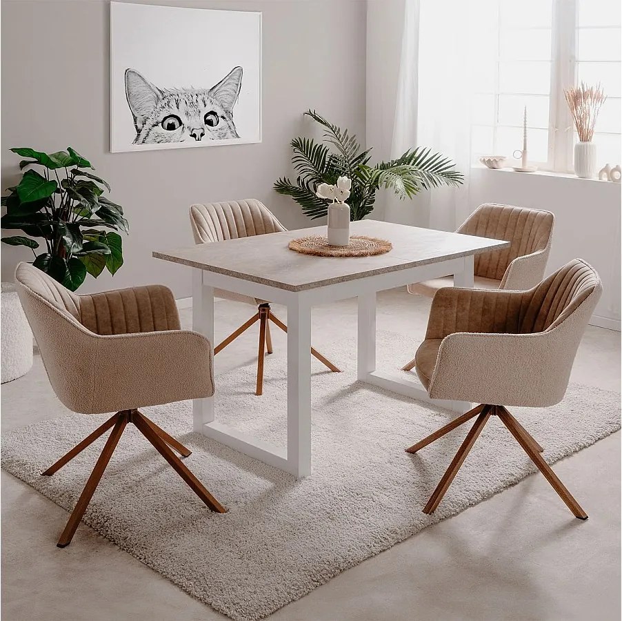 Stół jadalniany 120x80x75 cm biały piaskowiec