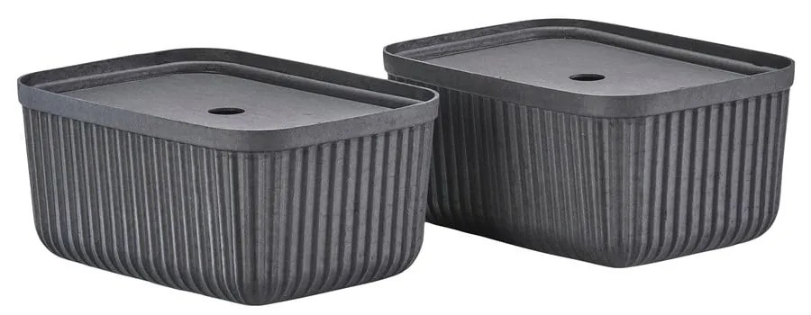 Czarne pojemniki zestaw 2 szt. z pokrywką 32x23x20,5 cm Pulp – Zone