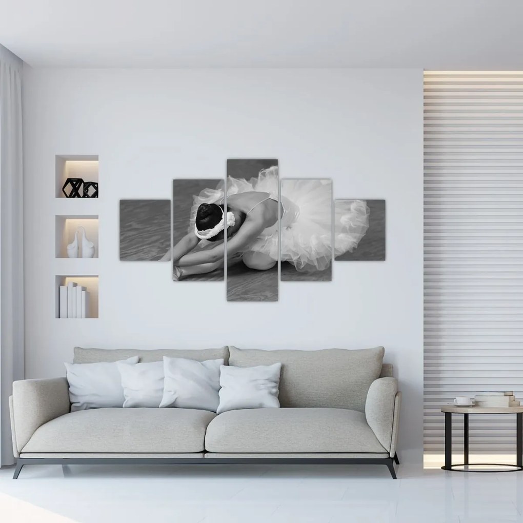 Obraz - Balerina, czarno-biały (125x70 cm)