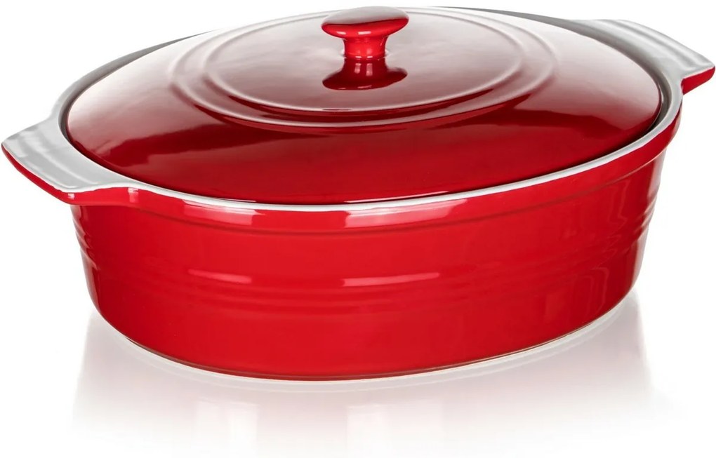 Banquet Foma naczynie żaroodporne owalne z pokrywką Culinaria Red 3,6 l, 3,6 l