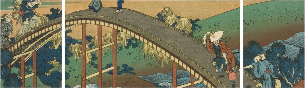 Obraz - Katsushika Hokusai, Ariwara no Narihirafrom the series One Hundred, Poems Explained by the Nurse (Hyakunin isshu uba ga etoki), reprodukcje (170x50 cm)