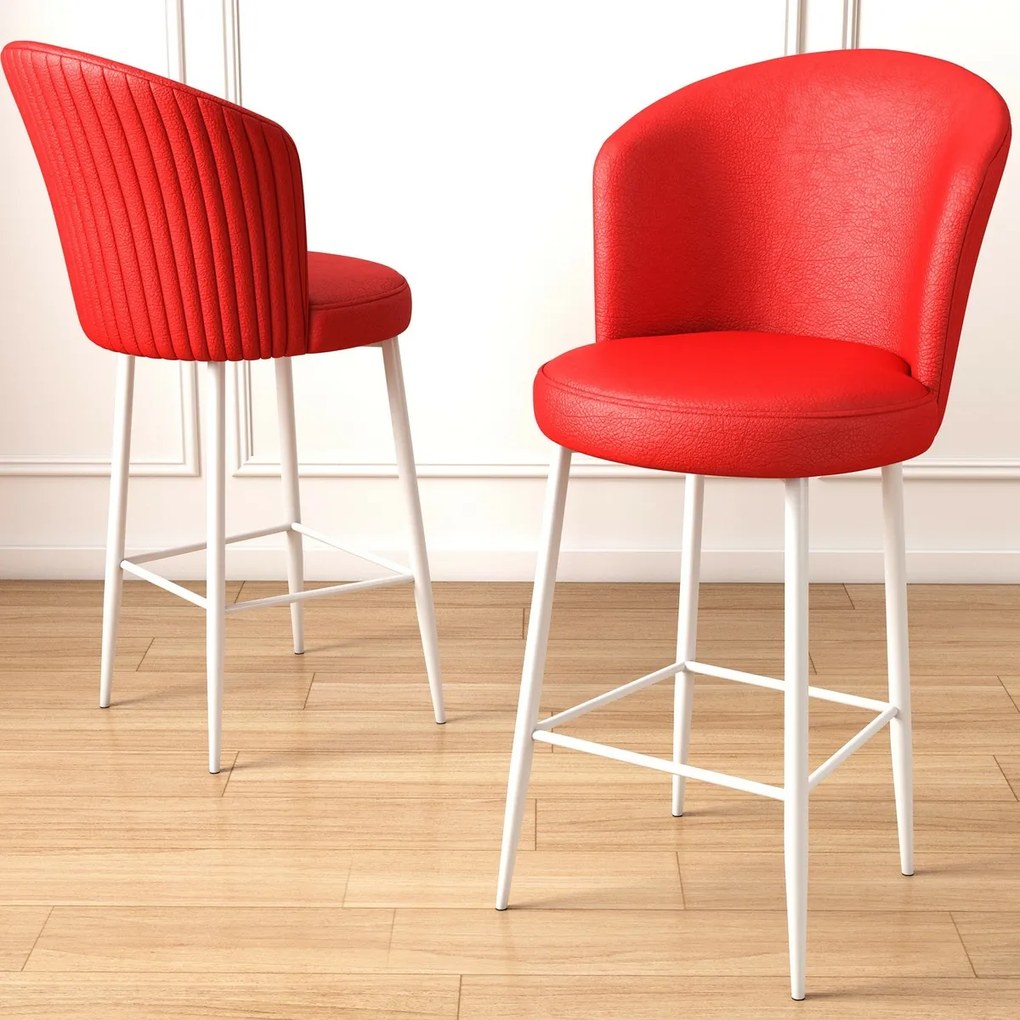Zestaw krzeseł barowych Uras Red and White, 2 szt., 2 szt.