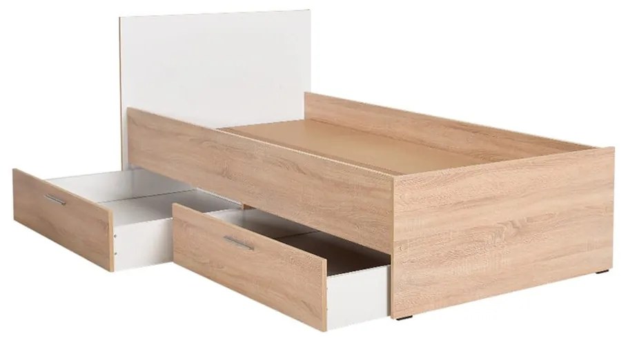 Biało-naturalne łóżko dziecięce ze schowkiem 90x190 cm – Kalune Design