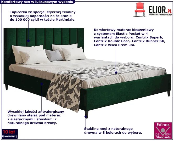 Dwuosobowe łóżko z zagłówkiem 180x200 Siza - 36 kolorów