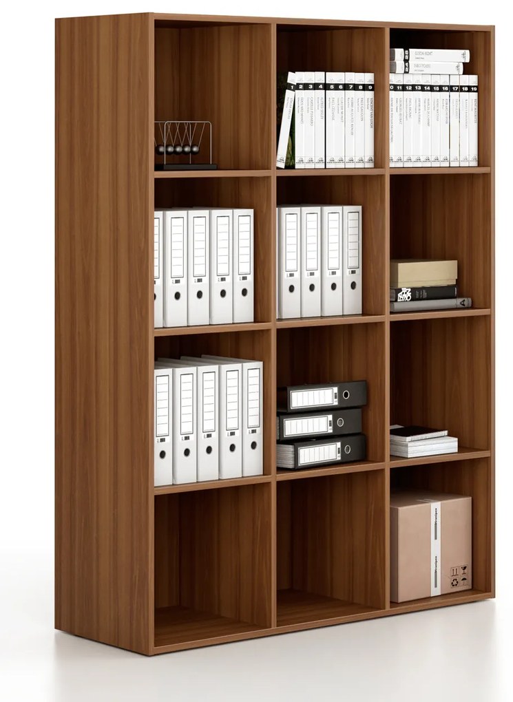 Regał FRAME, dolny, 3 kolumny, 1735 x 1299 x 450 mm, orzech