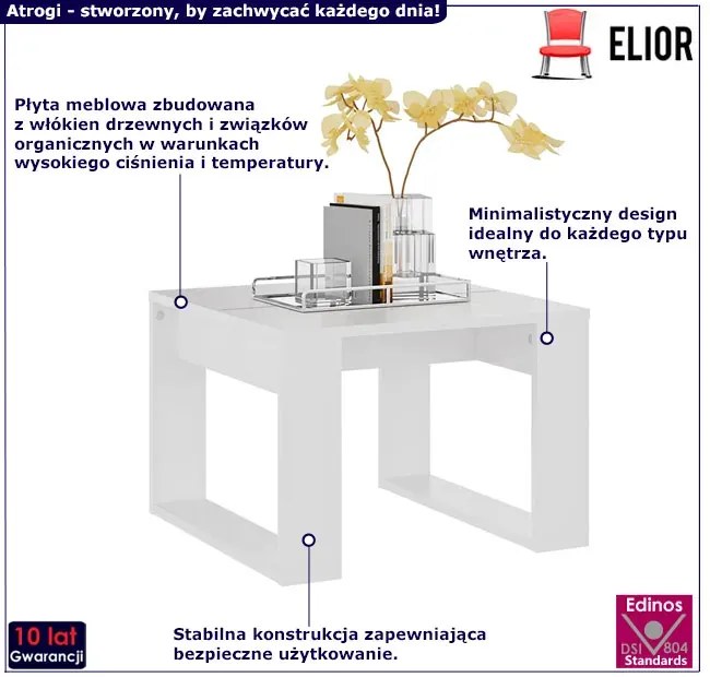 Biały minimalistyczny stolik kawowy - Atrogi