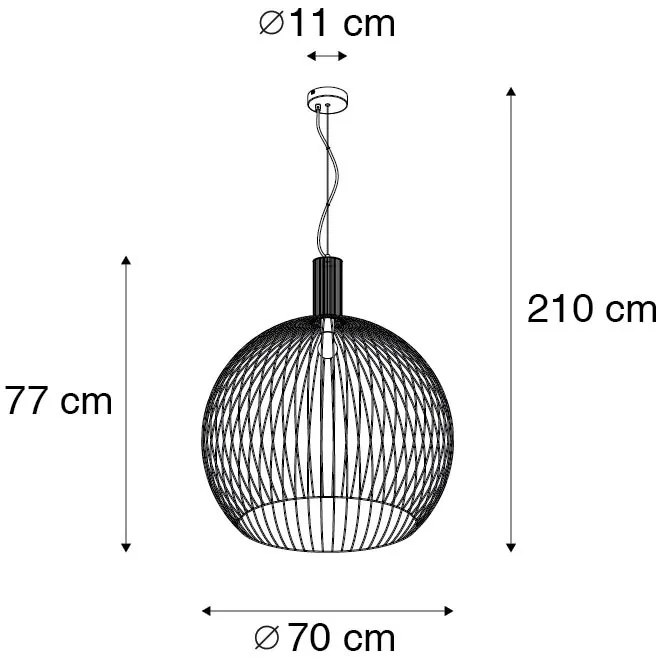 Designerska lampa wisząca czarna 70cm - Wire Dos Nowoczesny Oswietlenie wewnetrzne