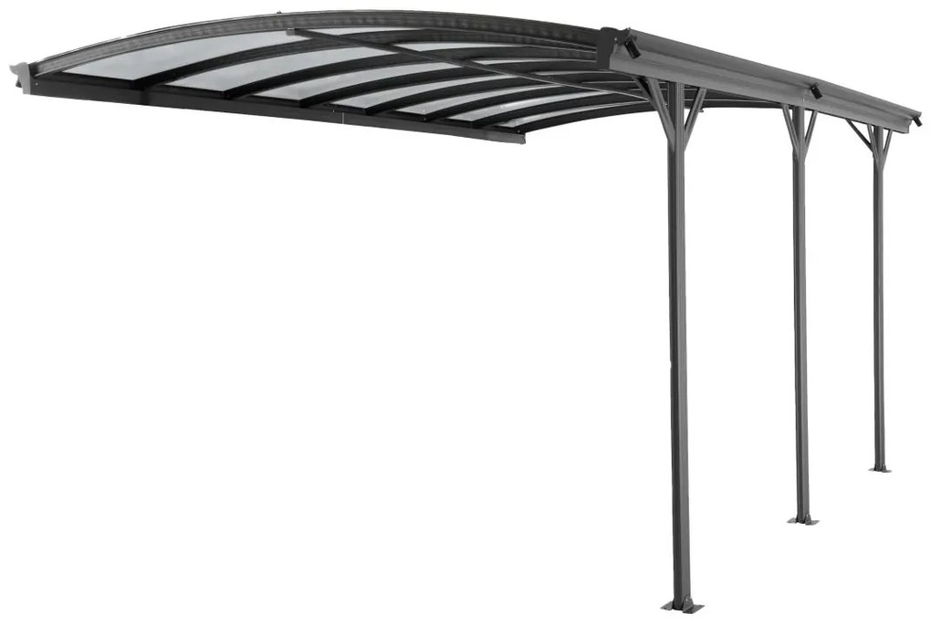 Dostawka do wiaty samochodowej pergola wolnostojąca z aluminium - 1 samochód - dł. 505 x wys. 239 cm - 15,15 m² - Antracytowy - BARESA