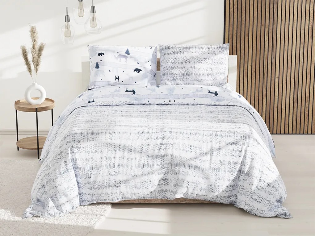 PrzytulneMieszkanie.pl PrzytulneMieszkanie.pl Bawełniana pościel Renforcé SOBI I DRZEWA biała Rozmiar pościeli: 70 x 90 cm | 140 x 200 cm