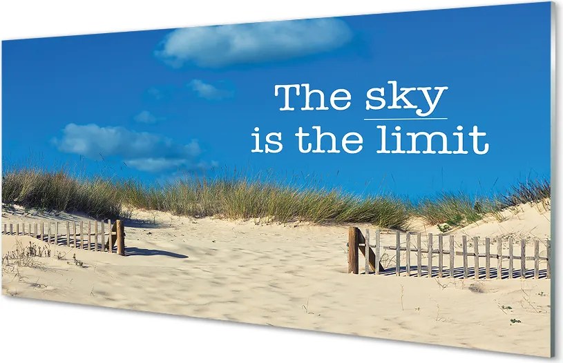 Szklany Panel Napis na Piaszczystej Plaży