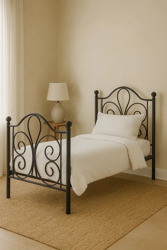 Czarne rustykalne łóżko 90x200 cm T0-F95