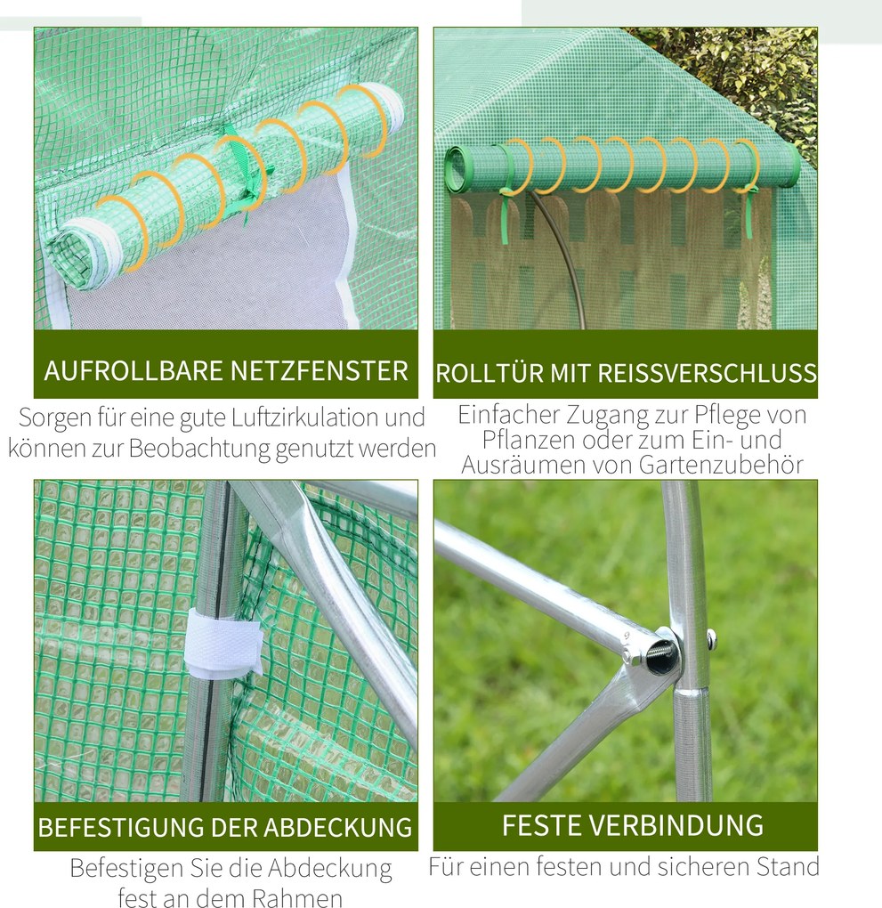 Outsunny tunel ogrodniczy szklarnia foliowa zielona 450Lx300Wx205H cm idealna do uprawy roślin | Aosom PL