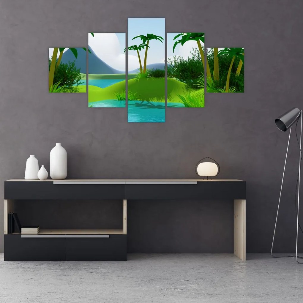 Obraz - Jeziora w dżungli (125x70 cm)