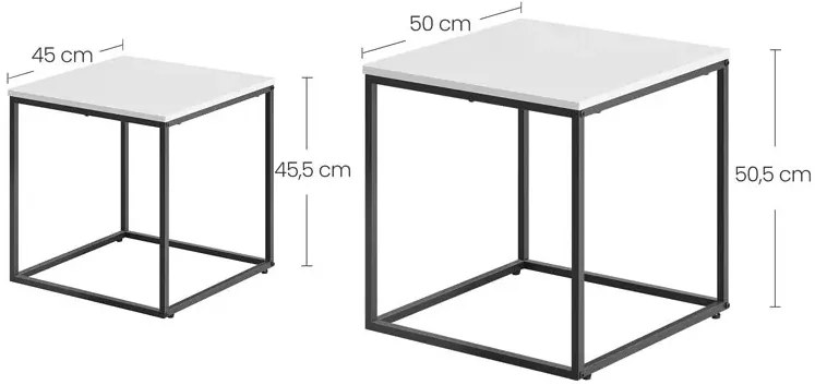 Zestaw 2 Białych Kwadratowych Stolików Kawowych M3-L55
