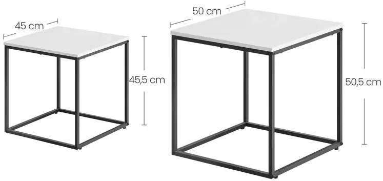 Zestaw 2 Białych Kwadratowych Stolików Kawowych Ontario 22X