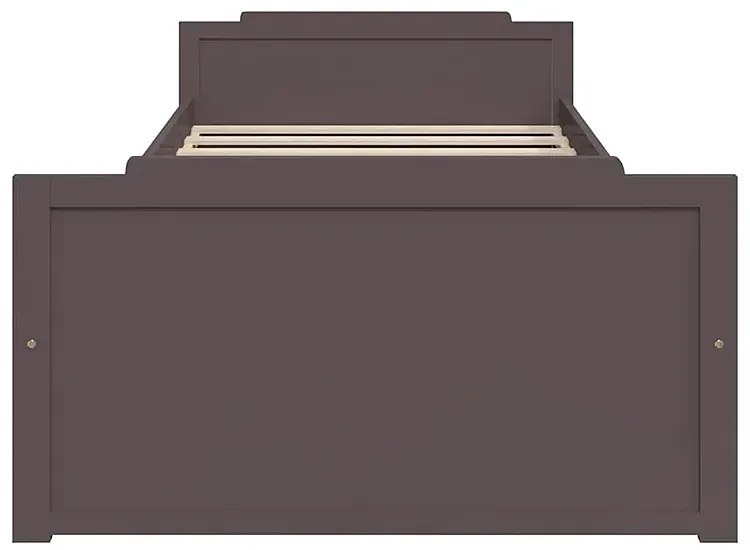 Łóżko drewniane z szufladami ciemny brąz 90x200 - Kamos