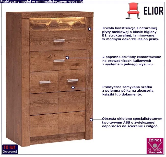 Komoda w kolorze jesion jasny - Filin 7X