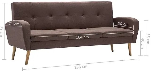 Trzyosobowa sofa pikowana brązowa - Umberro 3Q