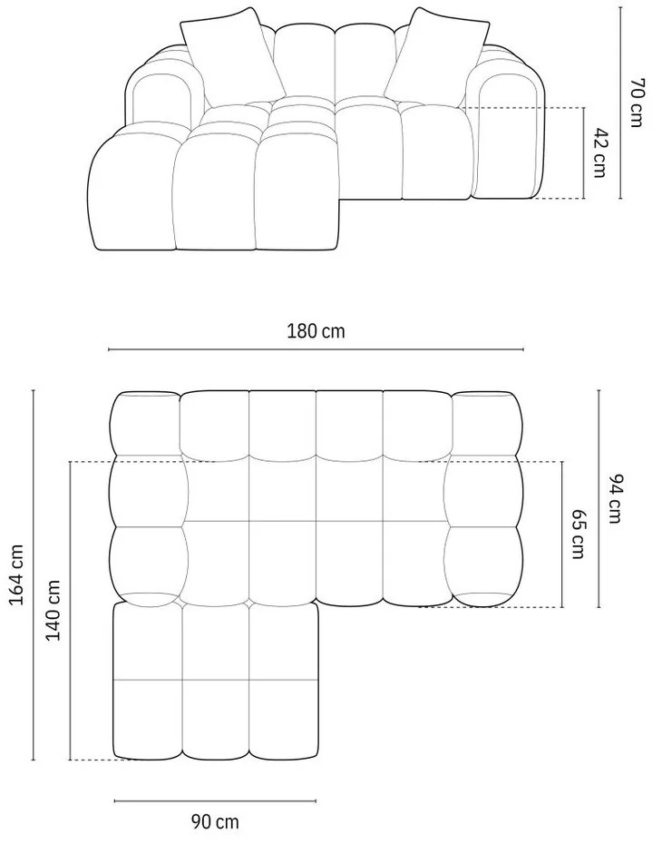 Ciemnoniebieski narożnik z tkaniny szenilowej (lewostronny/z szezlongiem) Treno – Cosmopolitan Design