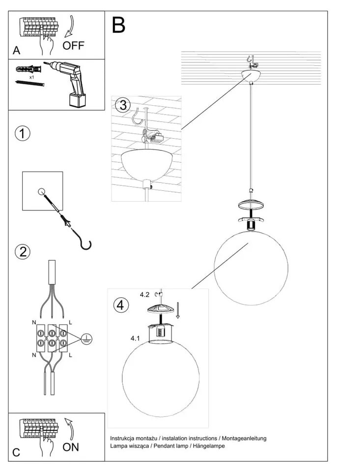 Lampa wisząca w kolorze złota ze szklanym kloszem ø 40 cm Cezab – Nice Lamps