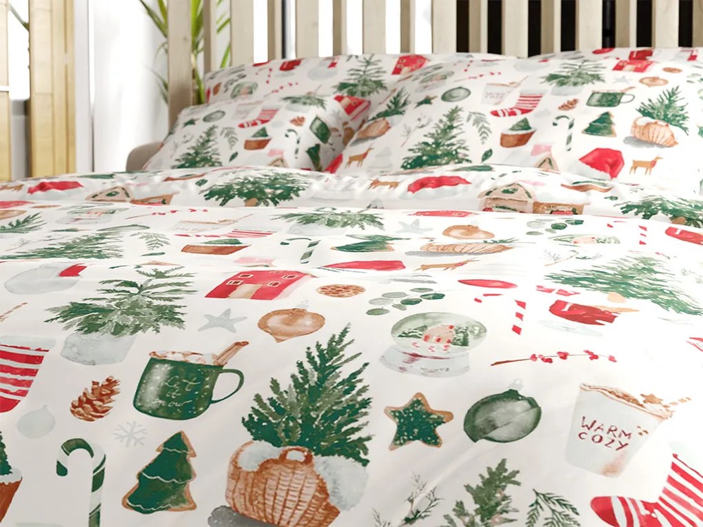 PrzytulneMieszkanie.pl PrzytulneMieszkanie.pl Bawełniana pościel MAGIC CHRISTMAS biała Rozmiar pościeli: 70 x 90 cm | 140 x 220 cm