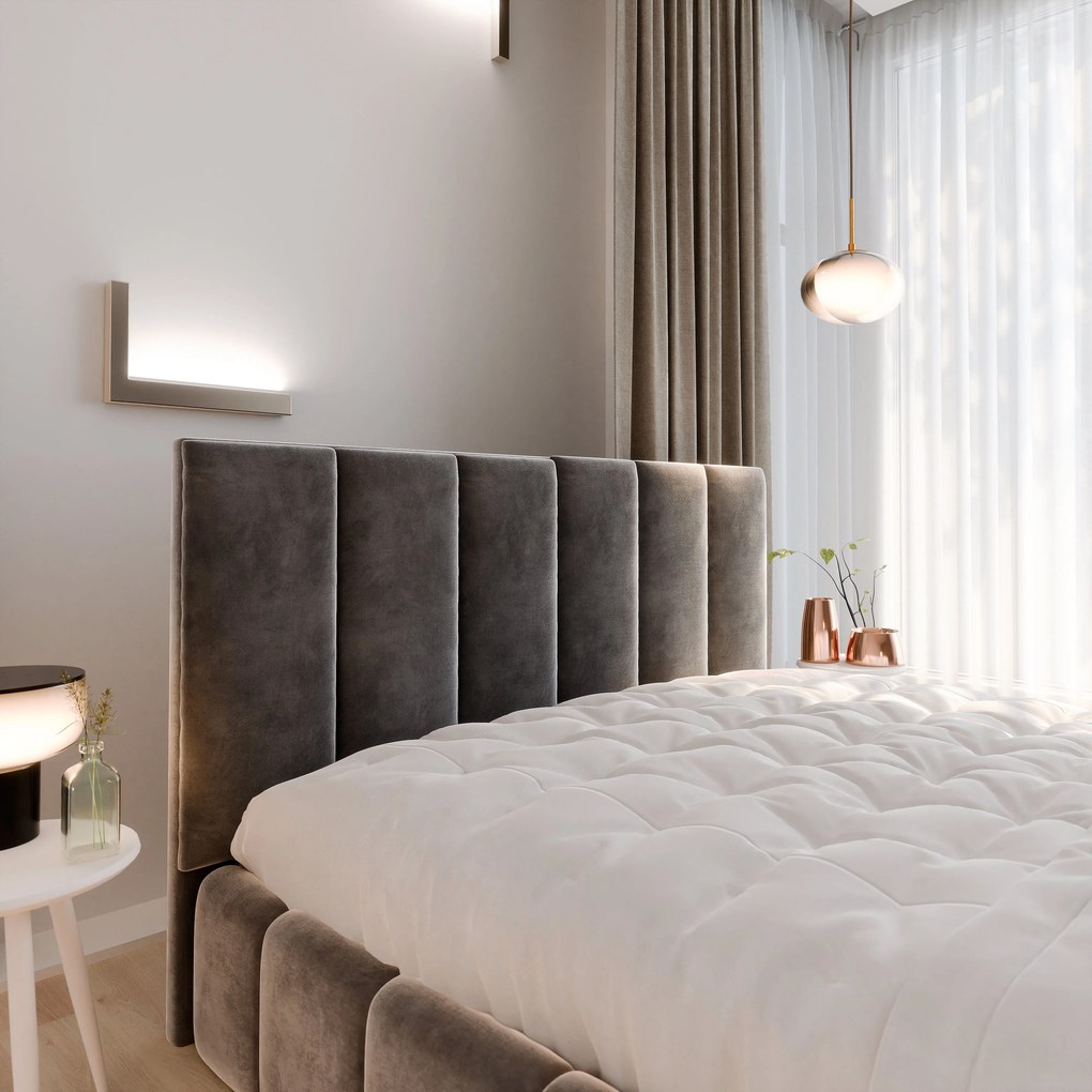 Masseno Łóżko tapicerowane TARANTO z pojemnikiem na pościel 180x200 cm - Brązowy, MONOLITH 29