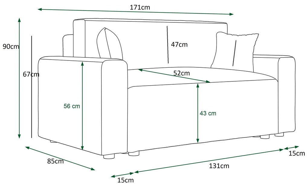 Jasnoróżowa rozkładana sofa z pojemnikiem A7-R74