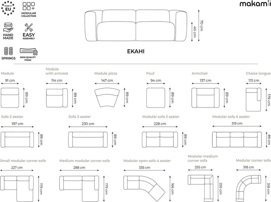 Niebieski narożnik (lewostronny/z szezlongiem) Ekahi – Makamii