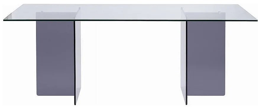 Stół do jadalni dla 8 osób ze szkła hartowanego - Przezroczysty i antracytowy - BYLENA